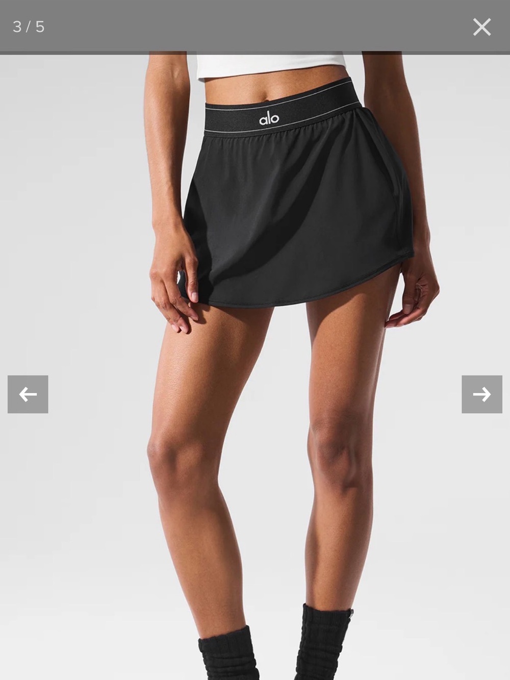 ALO Yoga Black Athletic Skort with Logo Waistband - Picture 7 of 8